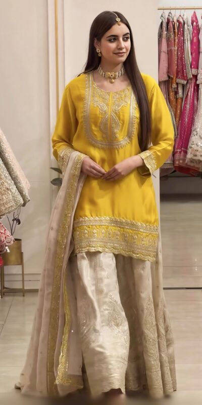 NSR 908 Yellow Color Chinon Silk Salwar Suit with Embroidery Work. Online Get it for ₹2399. Delivery 4-6 Working Days. Shop now. | Casual Suits, Jump Suits, Creative suits, Designer Suits, Palazzo Suits, Party Wear Suits, Patiala Suits, Salwar suit, Straight Suits