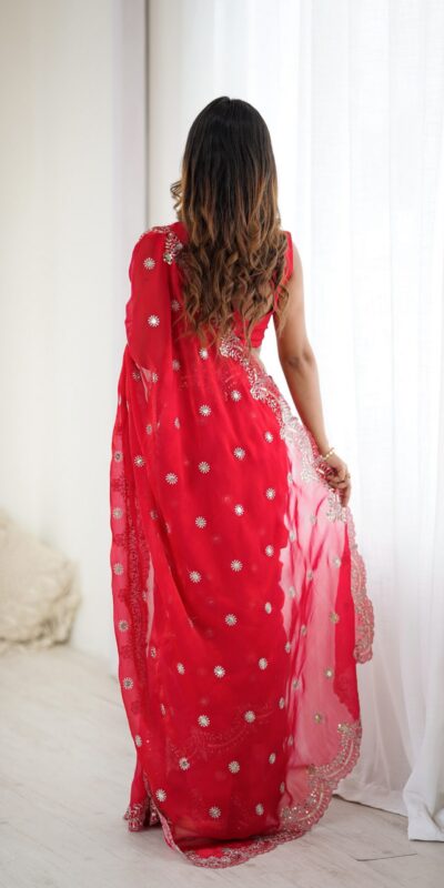 SP 88 Red Red Fendy Chiffon Saree with Embroidery Work & Sequins Work. Special Price ₹2149. Delivery 4-6 Working Days. Shop now. | Creative Sarees, Bollywood Sarees, Designer Sarees, Embroidered Sarees, Ethnic Saree, Modern Digital sarees, Party Wear Sarees, Sarees