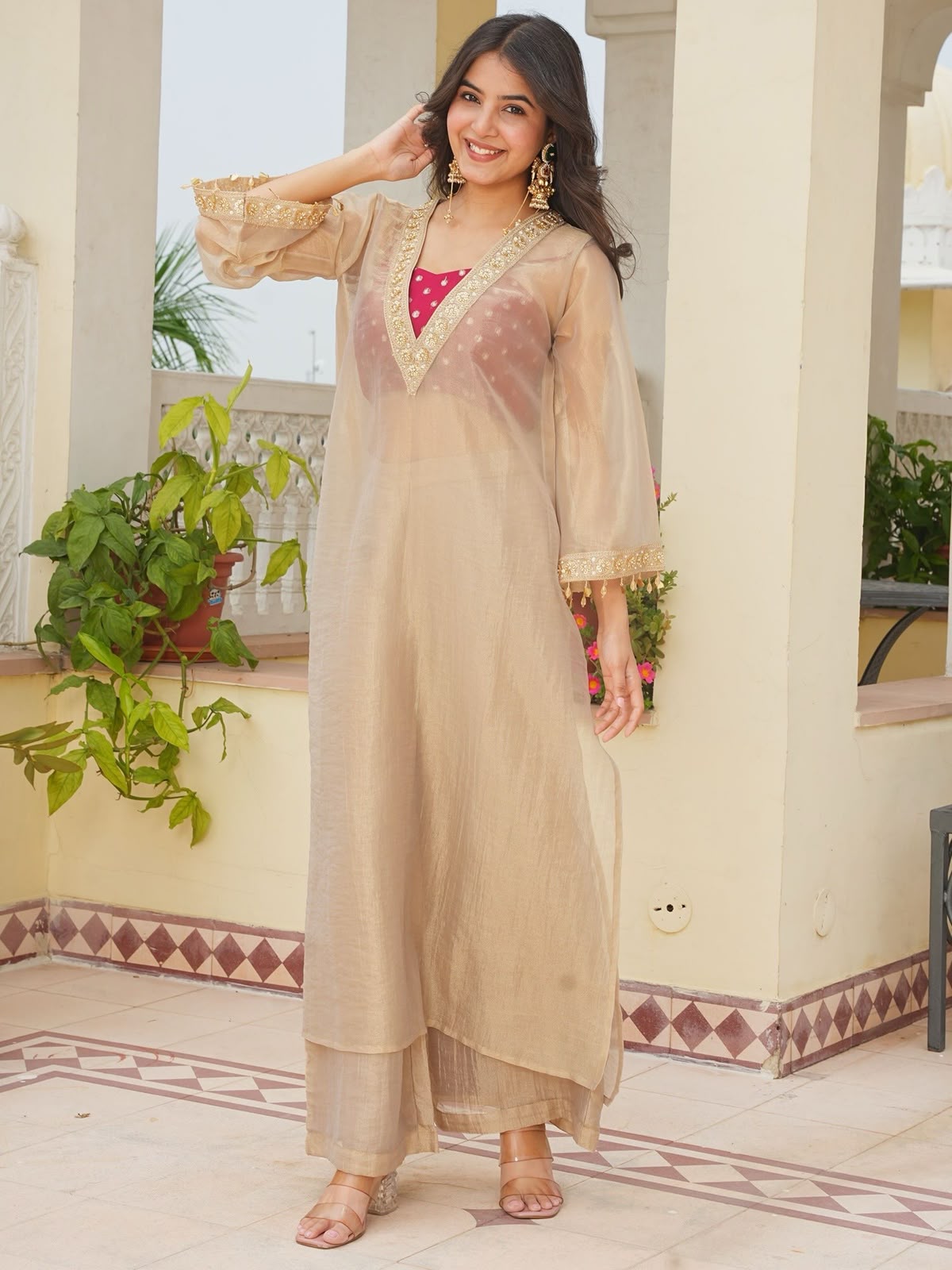 AD 241 Cream in Golden Tissue Embroidery Work & Sequins Work Salwar Suit. Get it for ₹2149. Delivery 4-6 Working Days. Shop now. | Casual Suits, Jump Suits, Creative suits, Designer Suits, Palazzo Suits, Party Wear Suits, Patiala Suits, Salwar suit, Straight Suits
