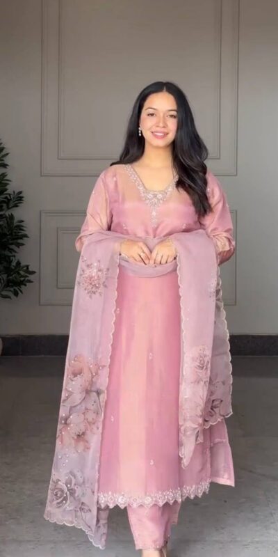 DB 006 Pink Pure Natural Crep Salwar Suit with Moti Work & Embroidery Work. Affordable Price ₹2199. Delivery 4-6 Working Days. Shop now. | Casual Suits, Jump Suits, Creative suits, Designer Suits, Palazzo Suits, Party Wear Suits, Patiala Suits, Salwar suit, Straight Suits