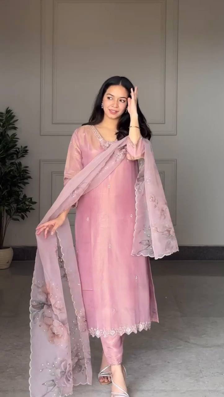 DB 006 Pink Pure Natural Crep Salwar Suit with Moti Work & Embroidery Work. Affordable Price ₹2199. Delivery 4-6 Working Days. Shop now. | Casual Suits, Jump Suits, Creative suits, Designer Suits, Palazzo Suits, Party Wear Suits, Patiala Suits, Salwar suit, Straight Suits
