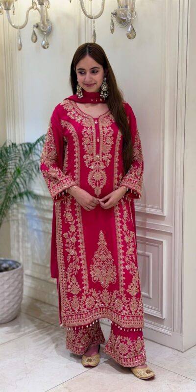 SRK 5365 Red Faux Georgette Salwar Suit erfect for Wedding, Party, Mehendi, Pongal, Reception – . Available at ₹2449 only. Delivery 4-6 Working Days | Casual Suits, Jump Suits, Creative suits, Designer Suits, Palazzo Suits, Party Wear Suits, Patiala Suits, Salwar suit, Straight Suits