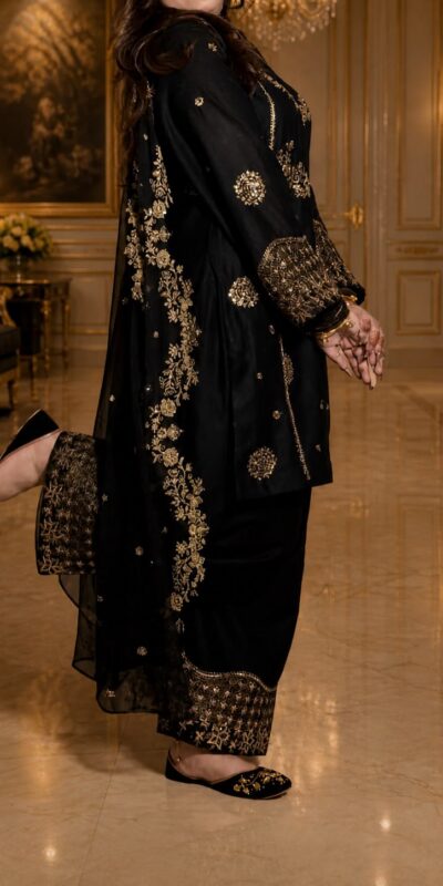 ST 251 Black Faux Georgette Salwar Suit with Mirror Work & Embroidery Work. Get it for ₹2349. Delivery 4-6 Working Days. Shop now. | Casual Suits, Jump Suits, Creative suits, Designer Suits, Palazzo Suits, Party Wear Suits, Patiala Suits, Salwar suit, Straight Suits