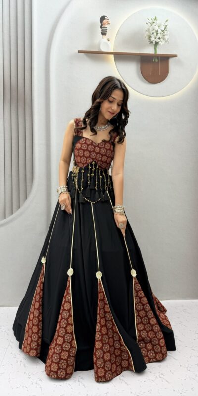 Ram 192 Black in Pure Cotton Mirror Work & Gamthi Work Lehenga Choli . Exclusive Offer ₹2849. Delivery 4-6 Working Days. Shop now. | Bollywood Lehenga, Creative Lehenga, Designer Lehenga, Embroidered Lehenga, Lehenga, Party Wear Lehenga