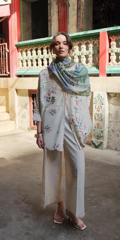 FC 1228 Cream Cambric Cotton Salwar Suit with Digital Print & Embroidery Work. Festive Deal ₹2499. Delivery 4-6 Working Days. Shop now. | Casual Suits, Jump Suits, Creative suits, Designer Suits, Palazzo Suits, Party Wear Suits, Patiala Suits, Salwar suit, Straight Suits
