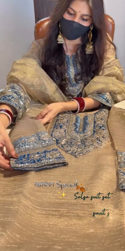 JF 055 Cream in Salsa Silk Embroidery Work & Sequins Work Salwar Suit . Get it for ₹2499. Delivery 4-6 Working Days. Shop now. | Casual Suits, Jump Suits, Creative suits, Designer Suits, Palazzo Suits, Party Wear Suits, Patiala Suits, Salwar suit, Straight Suits