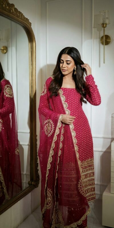 NSR 912 Pink Faux Georgette Salwar Suit with Mirror Work & Embroidery Work. Get it for ₹2349. Delivery 4-6 Working Days. Shop now. | Casual Suits, Jump Suits, Creative suits, Designer Suits, Palazzo Suits, Party Wear Suits, Patiala Suits, Salwar suit, Straight Suits