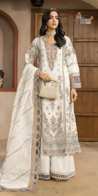FC 1232 White| White Chiffon Salwar Suit with Embroidery Work & Sequins Work. Introductory Price ₹2649. Delivery 4-6 Working Days. Shop now. | Casual Suits, Jump Suits, Creative suits, Designer Suits, Palazzo Suits, Party Wear Suits, Patiala Suits, Salwar suit, Straight Suits