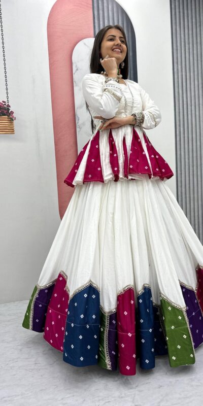 PC N54 White in Pure Cotton Mirror Work & Gamthi Work Lehenga Choli . Exclusive Offer ₹3049. Delivery 4-6 Working Days. Shop now. | Bollywood Lehenga, Creative Lehenga, Designer Lehenga, Embroidered Lehenga, Lehenga, Party Wear Lehenga