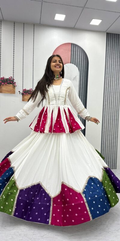 PC N54 White in Pure Cotton Mirror Work & Gamthi Work Lehenga Choli . Exclusive Offer ₹3049. Delivery 4-6 Working Days. Shop now. | Bollywood Lehenga, Creative Lehenga, Designer Lehenga, Embroidered Lehenga, Lehenga, Party Wear Lehenga