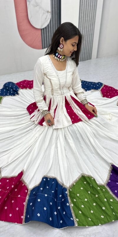 PC N54 White in Pure Cotton Mirror Work & Gamthi Work Lehenga Choli . Exclusive Offer ₹3049. Delivery 4-6 Working Days. Shop now. | Bollywood Lehenga, Creative Lehenga, Designer Lehenga, Embroidered Lehenga, Lehenga, Party Wear Lehenga