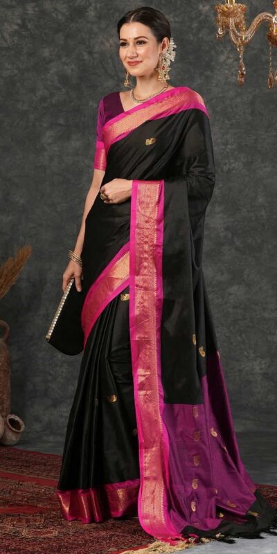KP 7009 Black Soft Lichi Silk Saree with Lace Work & Lace Border. Introductory Price ₹1649. Delivery 4-6 Working Days. Shop now. | Creative Sarees, Bollywood Sarees, Designer Sarees, Embroidered Sarees, Ethnic Saree, Modern Digital sarees, Party Wear Sarees, Sarees