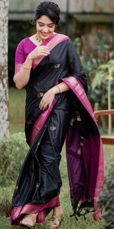 KP 7009 Black Soft Lichi Silk Saree with Lace Work & Lace Border. Introductory Price ₹1649. Delivery 4-6 Working Days. Shop now. | Creative Sarees, Bollywood Sarees, Designer Sarees, Embroidered Sarees, Ethnic Saree, Modern Digital sarees, Party Wear Sarees, Sarees