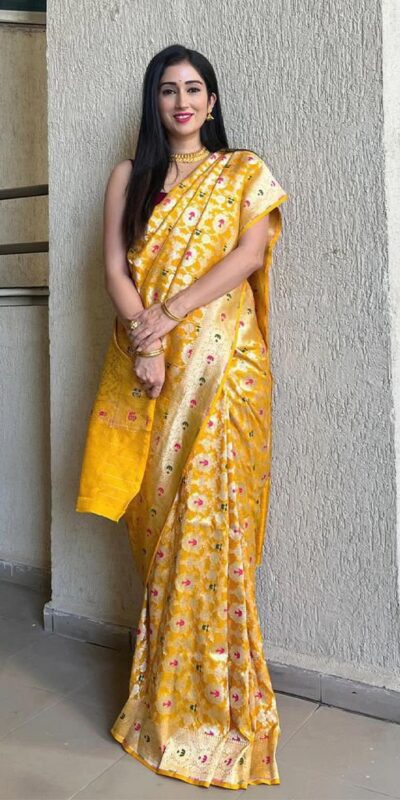 KP 6080 Yellow Soft Lichi Silk Saree with Lace Work & Lace Border. Introductory Price ₹1649. Delivery 4-6 Working Days. Shop now. | Creative Sarees, Bollywood Sarees, Designer Sarees, Embroidered Sarees, Ethnic Saree, Modern Digital sarees, Party Wear Sarees, Sarees
