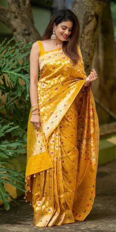 KP 6080 Yellow Soft Lichi Silk Saree with Lace Work & Lace Border. Introductory Price ₹1649. Delivery 4-6 Working Days. Shop now. | Creative Sarees, Bollywood Sarees, Designer Sarees, Embroidered Sarees, Ethnic Saree, Modern Digital sarees, Party Wear Sarees, Sarees