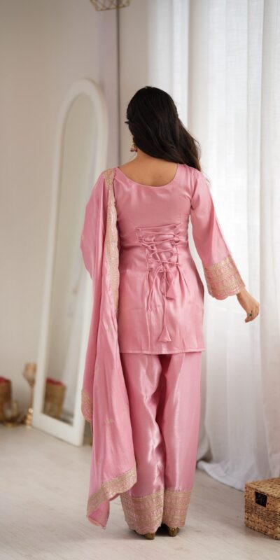 KB 304 Pink in Glass Roman Silk. Sequins Work & Embroidery Work Salwar Suit Festive Deal ₹1999. Delivery 4-6 Working Days. Shop now. | Casual Suits, Jump Suits, Creative suits, Designer Suits, Palazzo Suits, Party Wear Suits, Patiala Suits, Salwar suit, Straight Suits