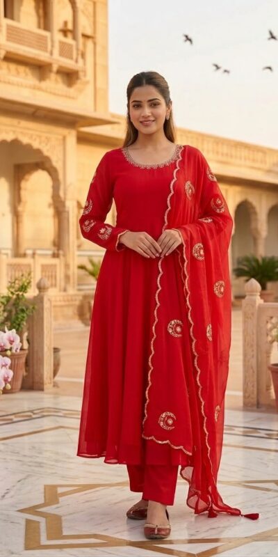 VLM 351 Red Fox Perfect for Wedding, Party, Durga Puja, Diwali, Anniversary –Georgette Gown. Now at just ₹2199. Delivery 4-6 Working Days. Shop now. | Bollywood Gowns, Creative Gowns, Designer Gowns, Embroidered Gowns, Gowns, Party Wear Gowns