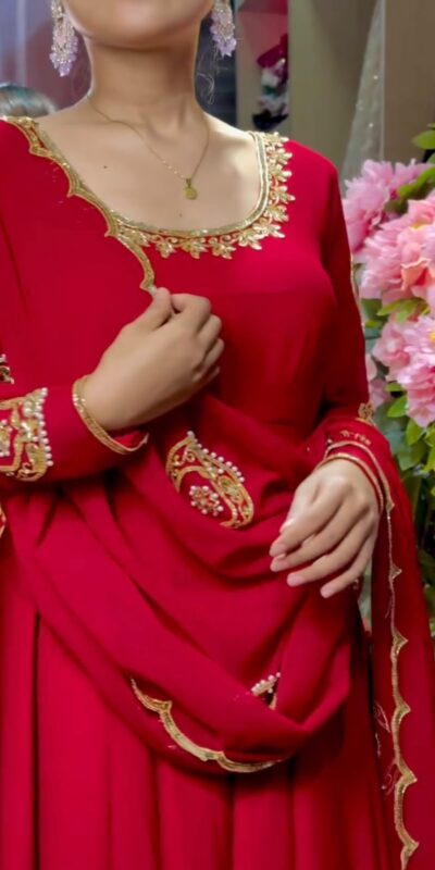 VLM 351 Red Fox Perfect for Wedding, Party, Durga Puja, Diwali, Anniversary –Georgette Gown. Now at just ₹2199. Delivery 4-6 Working Days. Shop now. | Bollywood Gowns, Creative Gowns, Designer Gowns, Embroidered Gowns, Gowns, Party Wear Gowns