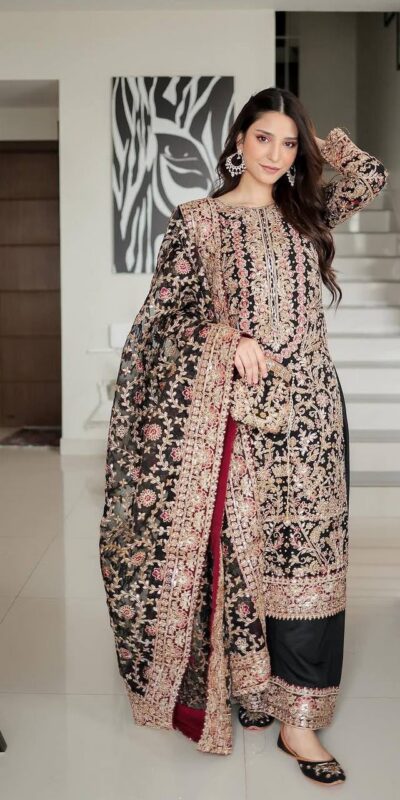 KF 1666 Black Faux Georgette Salwar Suit with Mirror Work & Embroidery Work. Get it for ₹2999. Delivery 4-6 Working Days. Shop now. | Casual Suits, Jump Suits, Creative suits, Designer Suits, Palazzo Suits, Party Wear Suits, Patiala Suits, Salwar suit, Straight Suits