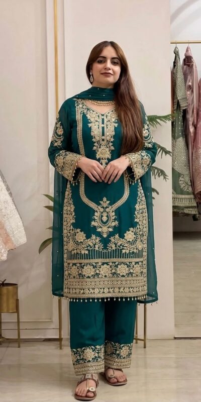 NSR 910 Green Faux Georgette Salwar Suit with Mirror Work & Embroidery Work. Get it for ₹2399. Delivery 4-6 Working Days. Shop now. | Casual Suits, Jump Suits, Creative suits, Designer Suits, Palazzo Suits, Party Wear Suits, Patiala Suits, Salwar suit, Straight Suits