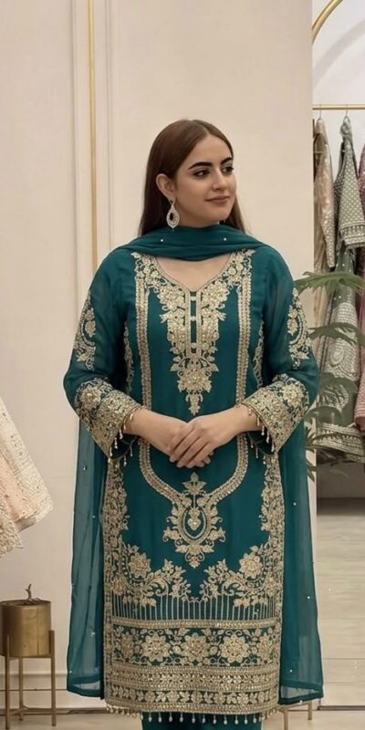 NSR 910 Green Faux Georgette Salwar Suit with Mirror Work & Embroidery Work. Get it for ₹2399. Delivery 4-6 Working Days. Shop now. | Casual Suits, Jump Suits, Creative suits, Designer Suits, Palazzo Suits, Party Wear Suits, Patiala Suits, Salwar suit, Straight Suits