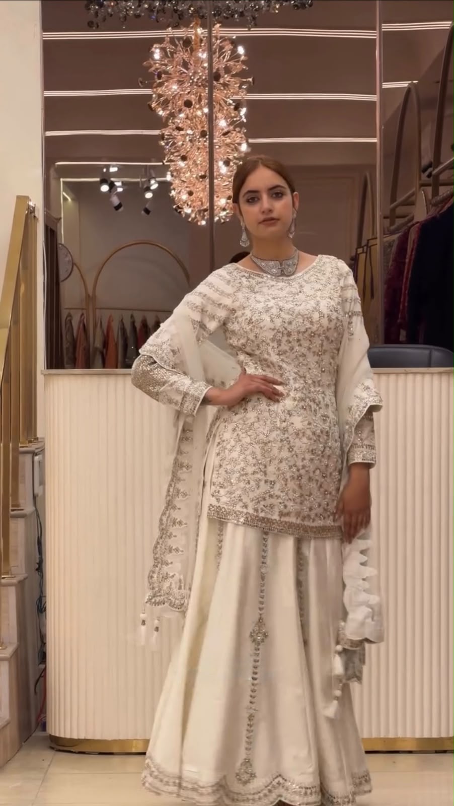DB 47 White Faux Georgette Salwar Suit with Mirror Work & Embroidery Work. Get it for ₹2399. Delivery 4-6 Working Days. Shop now. | Casual Suits, Jump Suits, Creative suits, Designer Suits, Palazzo Suits, Party Wear Suits, Patiala Suits, Salwar suit, Straight Suits
