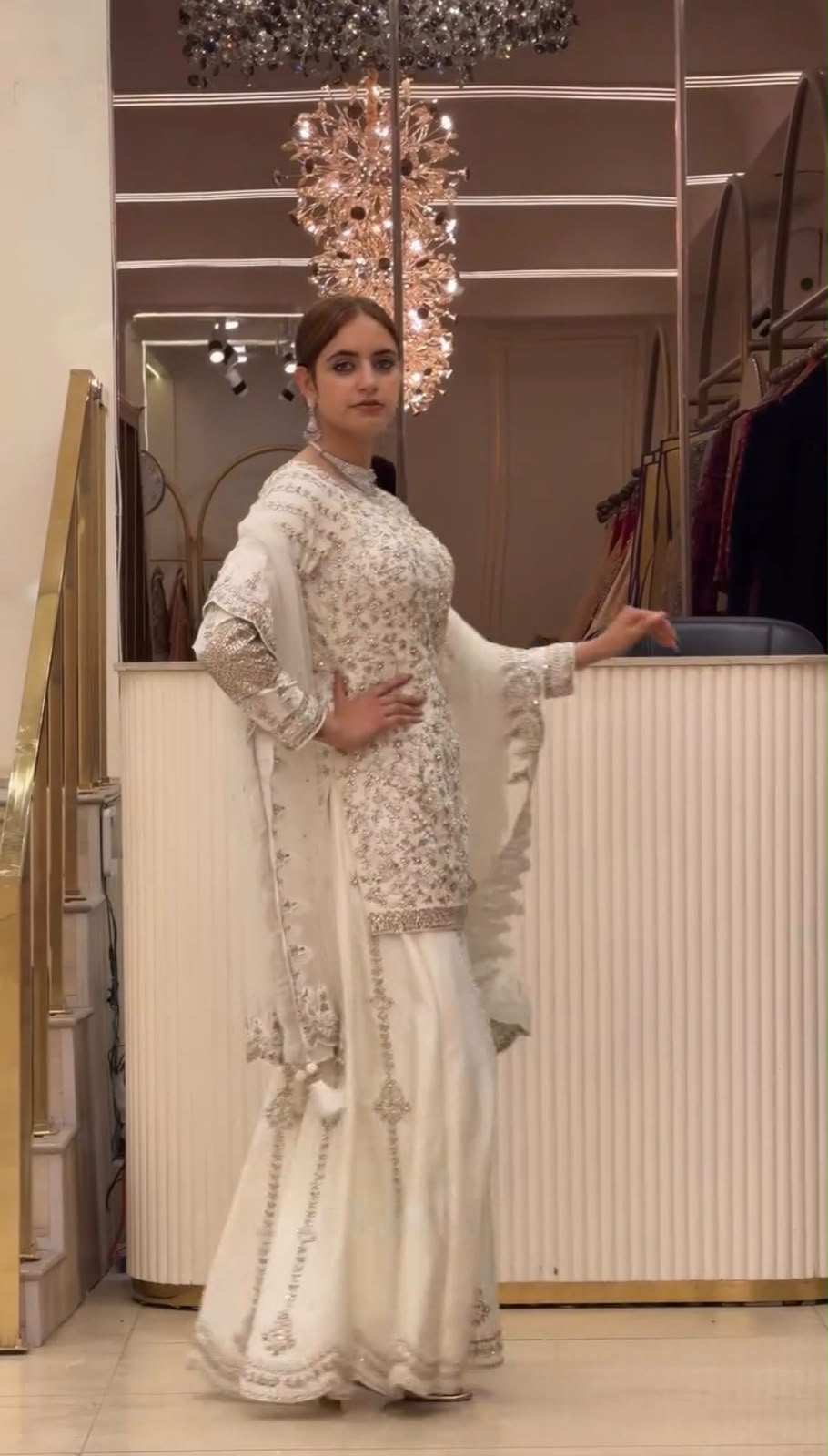 DB 47 White Faux Georgette Salwar Suit with Mirror Work & Embroidery Work. Get it for ₹2399. Delivery 4-6 Working Days. Shop now. | Casual Suits, Jump Suits, Creative suits, Designer Suits, Palazzo Suits, Party Wear Suits, Patiala Suits, Salwar suit, Straight Suits