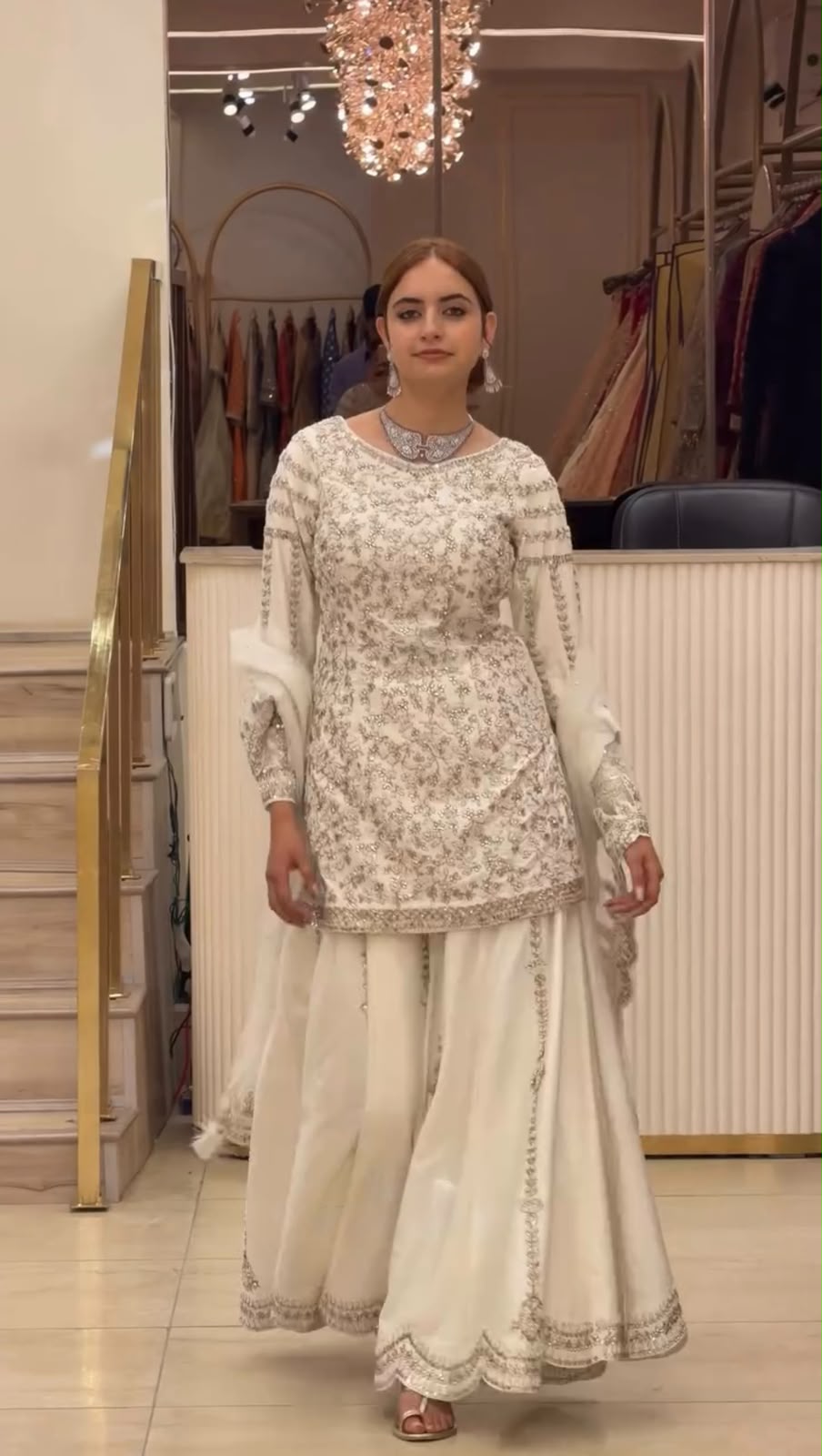 DB 47 White Faux Georgette Salwar Suit with Mirror Work & Embroidery Work. Get it for ₹2399. Delivery 4-6 Working Days. Shop now. | Casual Suits, Jump Suits, Creative suits, Designer Suits, Palazzo Suits, Party Wear Suits, Patiala Suits, Salwar suit, Straight Suits