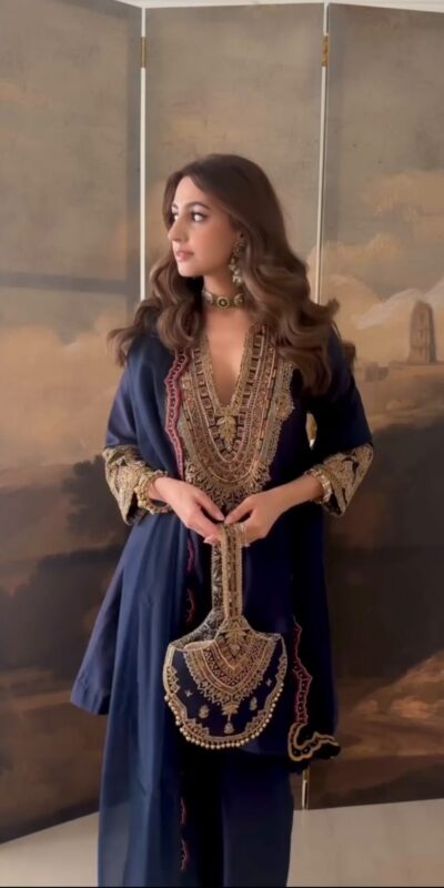SR 1722 Navy Blue Roman Silk Salwar Suit with Sequins Work & Embroidery Work. Available at ₹2349 only. Delivery 4-6 Working Days. Shop now. | Casual Suits, Jump Suits, Creative suits, Designer Suits, Palazzo Suits, Party Wear Suits, Patiala Suits, Salwar suit, Straight Suits