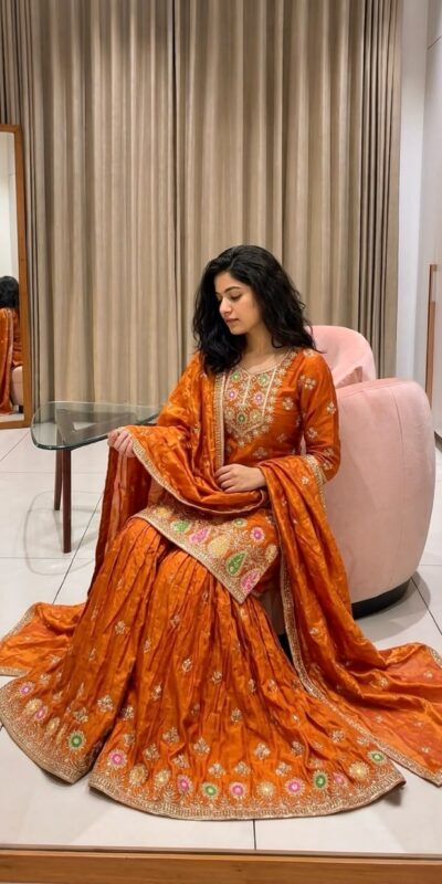 WW 1276 Rust Pure Endy Silk Salwar Suit with Embroidery Work & Sequins Work. Exclusive Offer ₹2399. Delivery 4-6 Working Days. Shop now. | Casual Suits, Jump Suits, Creative suits, Designer Suits, Palazzo Suits, Party Wear Suits, Patiala Suits, Salwar suit, Straight Suits