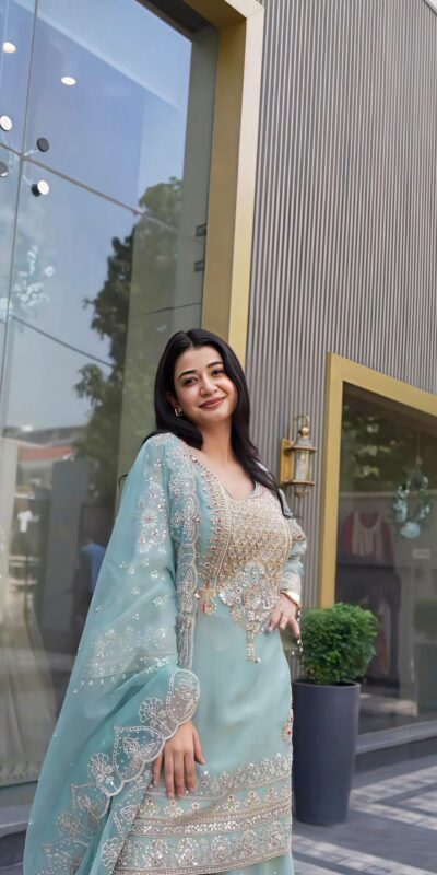NSR 904 Dusty Blue Faux Georgette Salwar Suit with Mirror Work & Embroidery Work. Get it for ₹2399. Delivery 4-6 Working Days. Shop now. | Casual Suits, Jump Suits, Creative suits, Designer Suits, Palazzo Suits, Party Wear Suits, Patiala Suits, Salwar suit, Straight Suits
