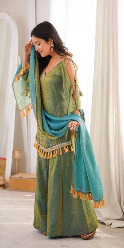 SRK 5357 Green Doremon Crush Salwar Suit Perfect for Wedding, Party, Traditional Day, Baisakhi, Karwa Chauth – . Exclusive Offer ₹2099. Delive | Casual Suits, Jump Suits, Creative suits, Designer Suits, Palazzo Suits, Party Wear Suits, Patiala Suits, Salwar suit, Straight Suits