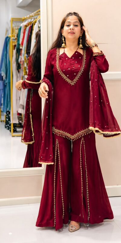 JF 054 Maroon Color Roman Silk Salwar Suit with Embroidery Work. Available at ₹2399 only. Delivery 4-6 Working Days. Shop now. | Casual Suits, Jump Suits, Creative suits, Designer Suits, Palazzo Suits, Party Wear Suits, Patiala Suits, Salwar suit, Straight Suits