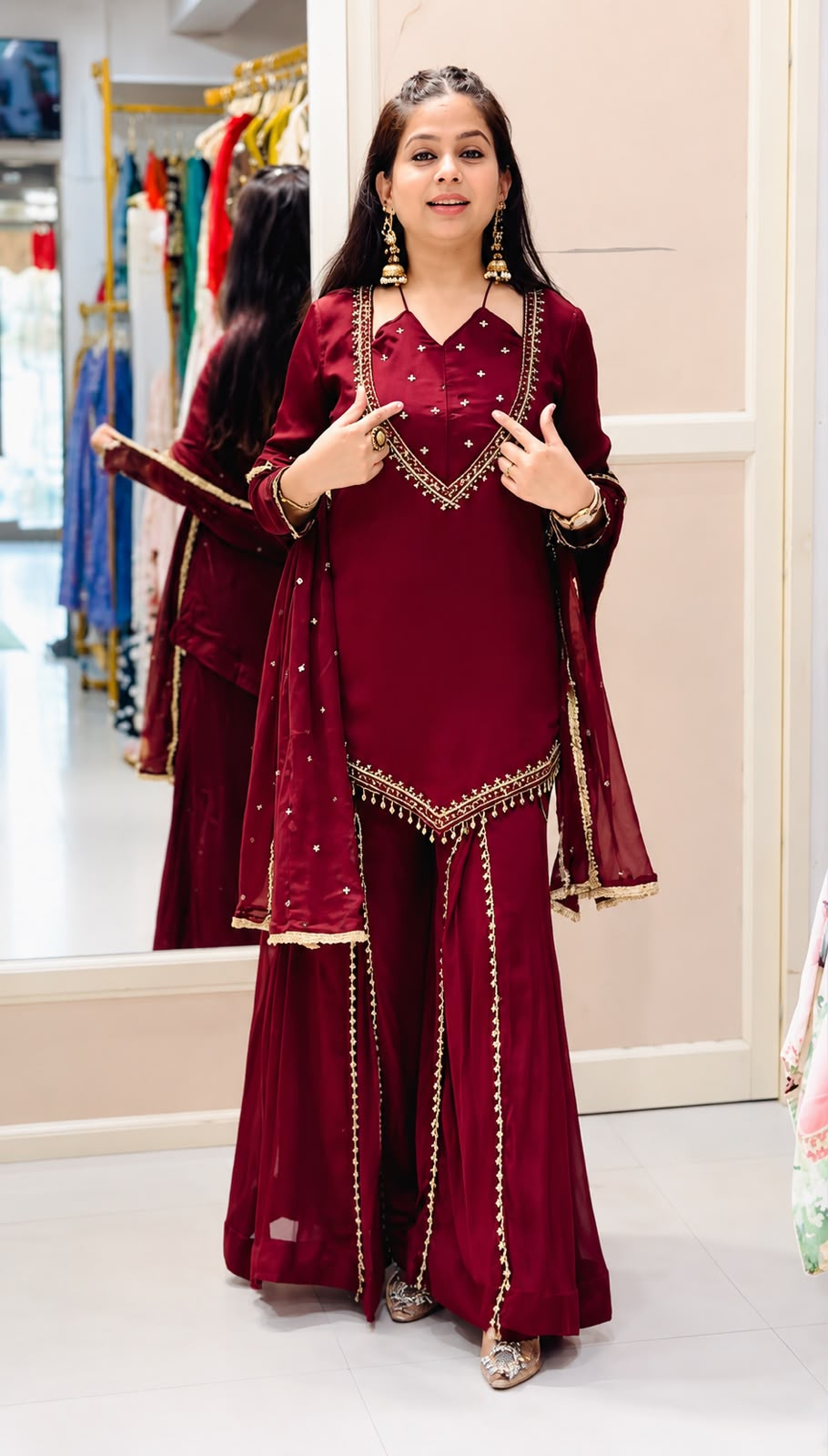 JF 054 Maroon Color Roman Silk Salwar Suit with Embroidery Work. Available at ₹2399 only. Delivery 4-6 Working Days. Shop now. | Casual Suits, Jump Suits, Creative suits, Designer Suits, Palazzo Suits, Party Wear Suits, Patiala Suits, Salwar suit, Straight Suits