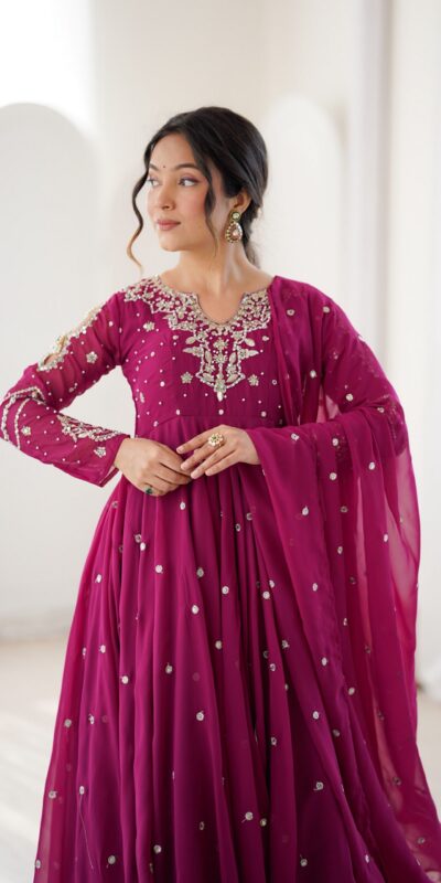 JF 056 Pink Faux Georgette Salwar Suit with Mirror Work & Embroidery Work. Get it for ₹2349. Delivery 4-6 Working Days. Shop now. | Casual Suits, Jump Suits, Creative suits, Designer Suits, Palazzo Suits, Party Wear Suits, Patiala Suits, Salwar suit, Straight Suits