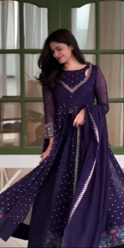 SR 1721 Purple l Faux Georgette Salwar Suit with Mirror Work & Embroidery Work. Get it for ₹2399. Delivery 4-6 Working Days. Shop now. | Casual Suits, Jump Suits, Creative suits, Designer Suits, Palazzo Suits, Party Wear Suits, Patiala Suits, Salwar suit, Straight Suits