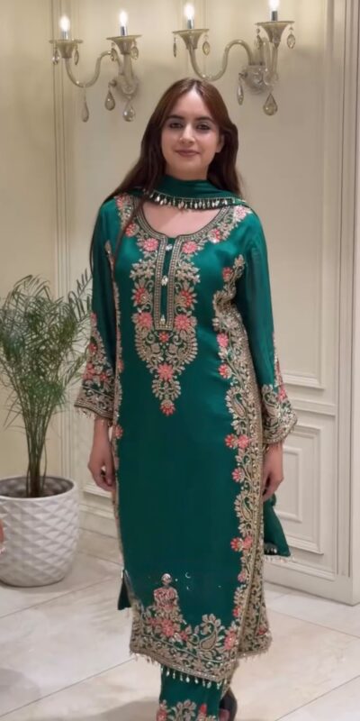 AD 240 Teal Faux Georgette Salwar Suit with Mirror Work & Embroidery Work. Get it for ₹2449. Delivery 4-6 Working Days. Shop now. | Casual Suits, Jump Suits, Creative suits, Designer Suits, Palazzo Suits, Party Wear Suits, Patiala Suits, Salwar suit, Straight Suits