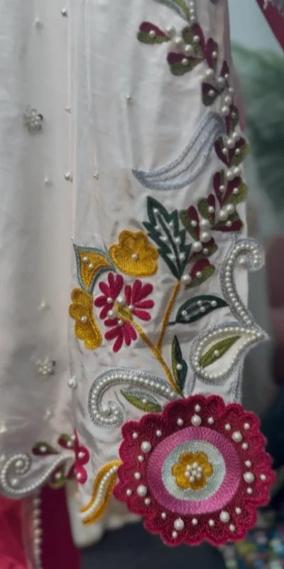 VLM 338 White Color Roman Silk Salwar Suit with Embroidery Work. Available at ₹2499 only. Delivery 4-6 Working Days. Shop now. | Casual Suits, Jump Suits, Creative suits, Designer Suits, Palazzo Suits, Party Wear Suits, Patiala Suits, Salwar suit, Straight Suits