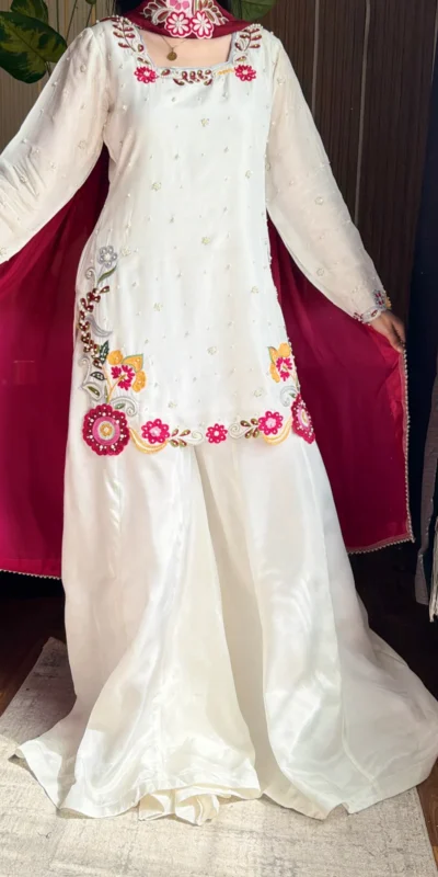 VLM 338 White Color Roman Silk Salwar Suit with Embroidery Work. Available at ₹2499 only. Delivery 4-6 Working Days. Shop now. | Casual Suits, Jump Suits, Creative suits, Designer Suits, Palazzo Suits, Party Wear Suits, Patiala Suits, Salwar suit, Straight Suits