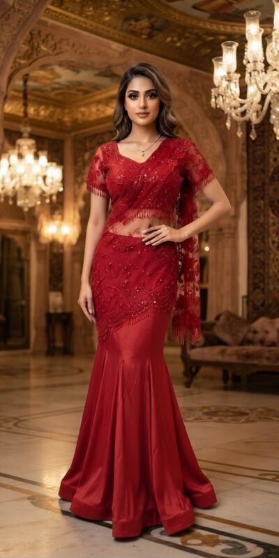 LG 2127 Red Crap Silk Saree with Sequins Work & Embroidery Work. Festive Deal ₹2799. Delivery 4-6 Working Days. Shop now. | Creative Sarees, Bollywood Sarees, Designer Sarees, Embroidered Sarees, Ethnic Saree, Modern Digital sarees, Party Wear Sarees, Sarees
