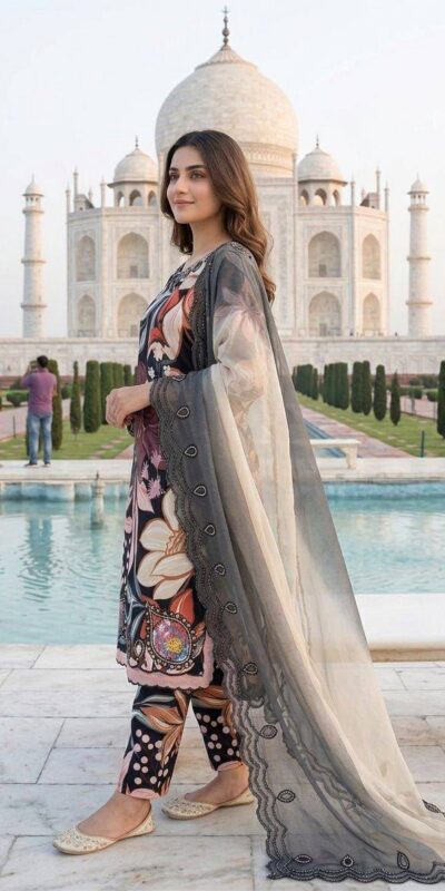 LG 2094 Black Perfect for Wedding, Party, Ganesh Chaturthi, Cultural Events, Durga Puja – Printed Muslin Salwar Suit. Now at just ₹2299. Delivery 4-6 Worki | Casual Suits, Jump Suits, Creative suits, Designer Suits, Palazzo Suits, Party Wear Suits, Patiala Suits, Salwar suit, Straight Suits