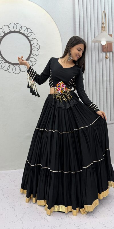 PC 597 Black in Pure Cotton Mirror Work & Gamthi Work Lehenga Choli . Exclusive Offer ₹2899. Delivery 4-6 Working Days. Shop now. | Bollywood Lehenga, Creative Lehenga, Designer Lehenga, Embroidered Lehenga, Lehenga, Party Wear Lehenga
