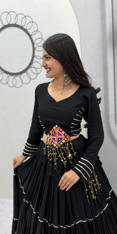 PC 597 Black in Pure Cotton Mirror Work & Gamthi Work Lehenga Choli . Exclusive Offer ₹2899. Delivery 4-6 Working Days. Shop now. | Bollywood Lehenga, Creative Lehenga, Designer Lehenga, Embroidered Lehenga, Lehenga, Party Wear Lehenga
