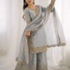 ZSR 3167 Grey Fendy Silk Salwar Suitwith Embroidery Work & Lace Work. Now at just ₹2149. Delivery 4-6 Working Days. Shop now. | Casual Suits, Jump Suits, Creative suits, Designer Suits, Palazzo Suits, Party Wear Suits, Patiala Suits, Salwar suit, Straight Suits