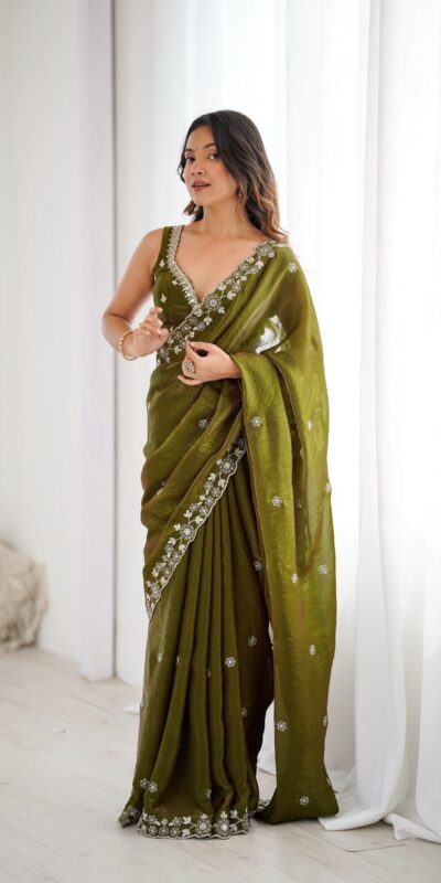SP 61 Mehandi Color Fendy Silk Saree With Sequins Work. Wedding, Party, Festive, Events Get it for ₹2149. Delivery 4-6 Working Days. Online Best Shop now. | Creative Sarees, Bollywood Sarees, Designer Sarees, Embroidered Sarees, Ethnic Saree, Modern Digital sarees, Party Wear Sarees, Sarees
