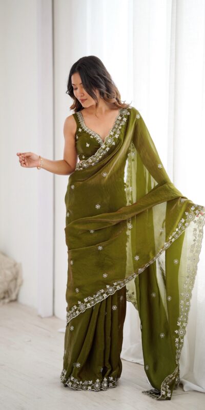 SP 61 Mehandi Color Fendy Silk Saree With Sequins Work. Wedding, Party, Festive, Events Get it for ₹2149. Delivery 4-6 Working Days. Online Best Shop now. | Creative Sarees, Bollywood Sarees, Designer Sarees, Embroidered Sarees, Ethnic Saree, Modern Digital sarees, Party Wear Sarees, Sarees