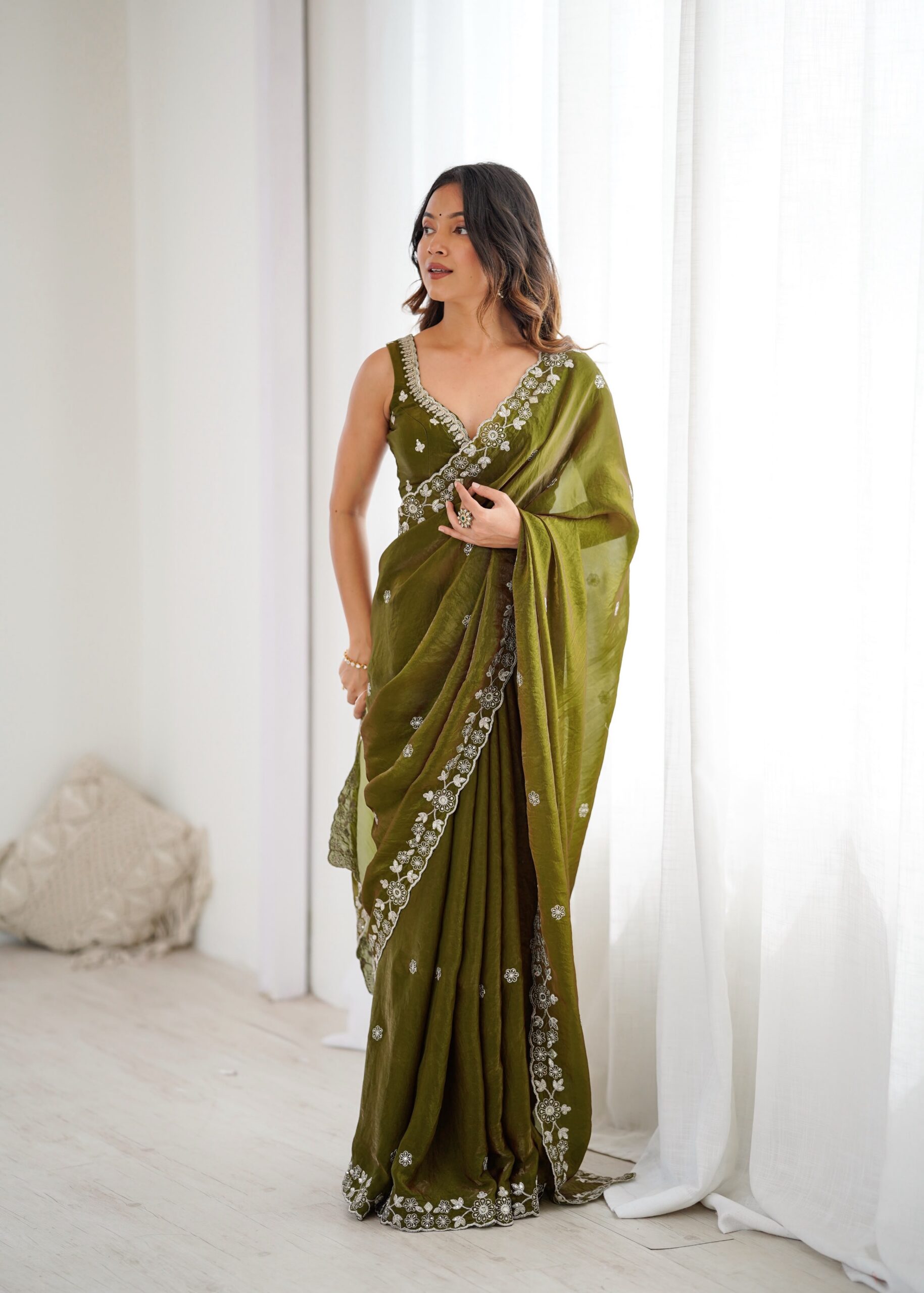 SP 61 Mehandi Color Fendy Silk Saree With Sequins Work. Wedding, Party, Festive, Events Get it for ₹2149. Delivery 4-6 Working Days. Online Best Shop now. | Creative Sarees, Bollywood Sarees, Designer Sarees, Embroidered Sarees, Ethnic Saree, Modern Digital sarees, Party Wear Sarees, Sarees