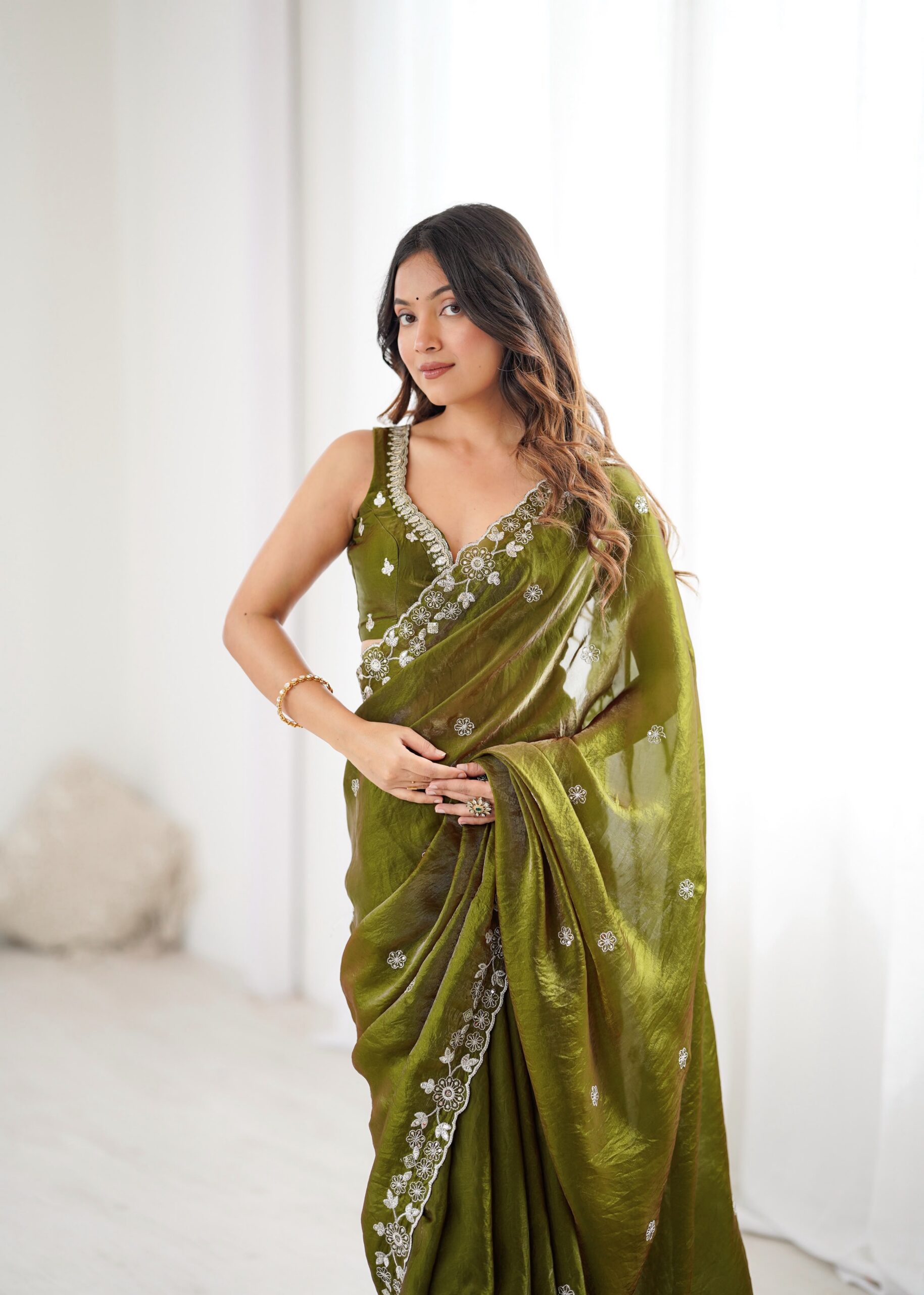 SP 61 Mehandi Color Fendy Silk Saree With Sequins Work. Wedding, Party, Festive, Events Get it for ₹2149. Delivery 4-6 Working Days. Online Best Shop now. | Creative Sarees, Bollywood Sarees, Designer Sarees, Embroidered Sarees, Ethnic Saree, Modern Digital sarees, Party Wear Sarees, Sarees