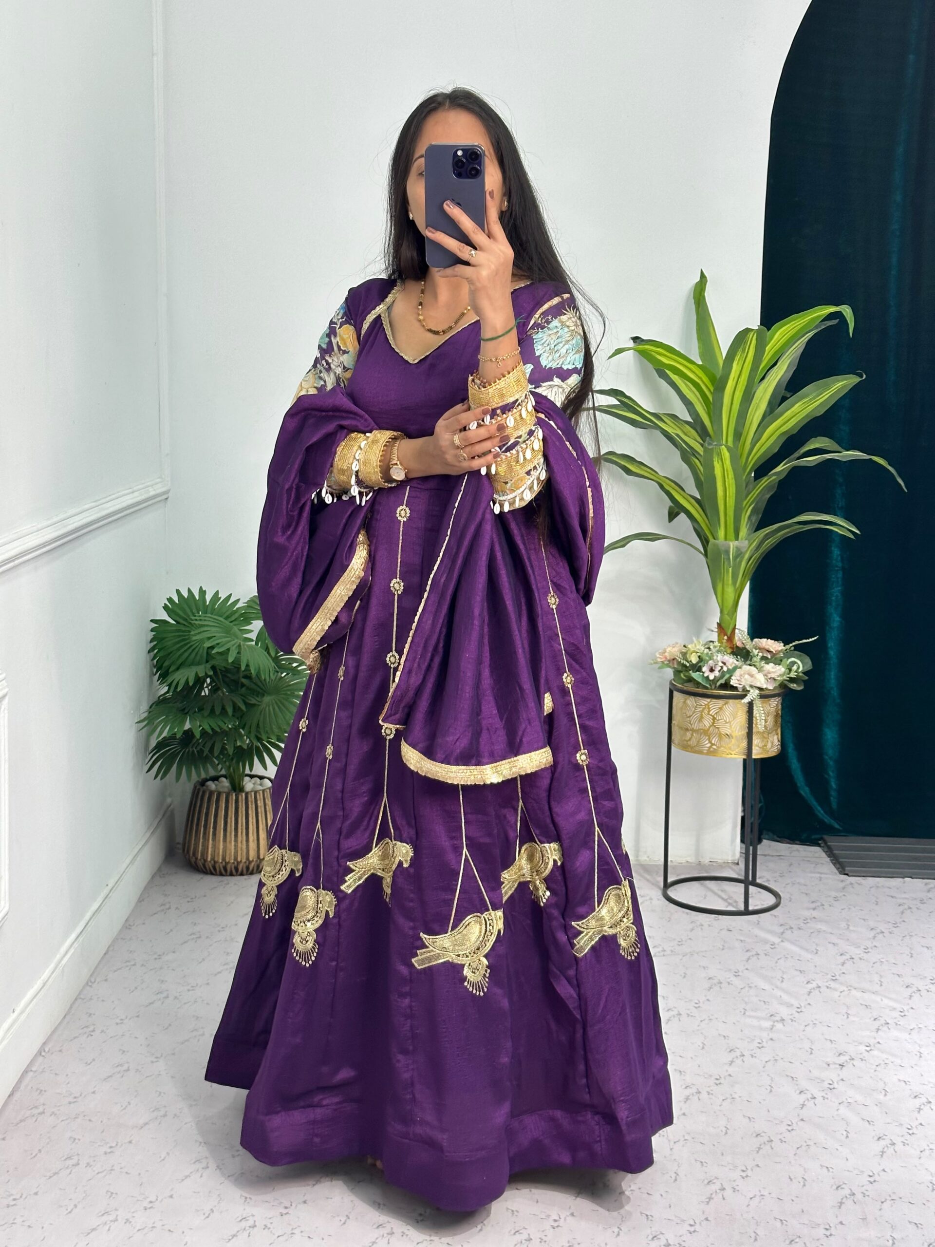 ST 1039 in Purple Blooming Vichitra Zari Work & Embroidery Work Gown . Festive Deal ₹2399. Delivery 4-6 Working Days. Shop now. | Bollywood Gowns, Creative Gowns, Designer Gowns, Embroidered Gowns, Gowns, Party Wear Gowns
