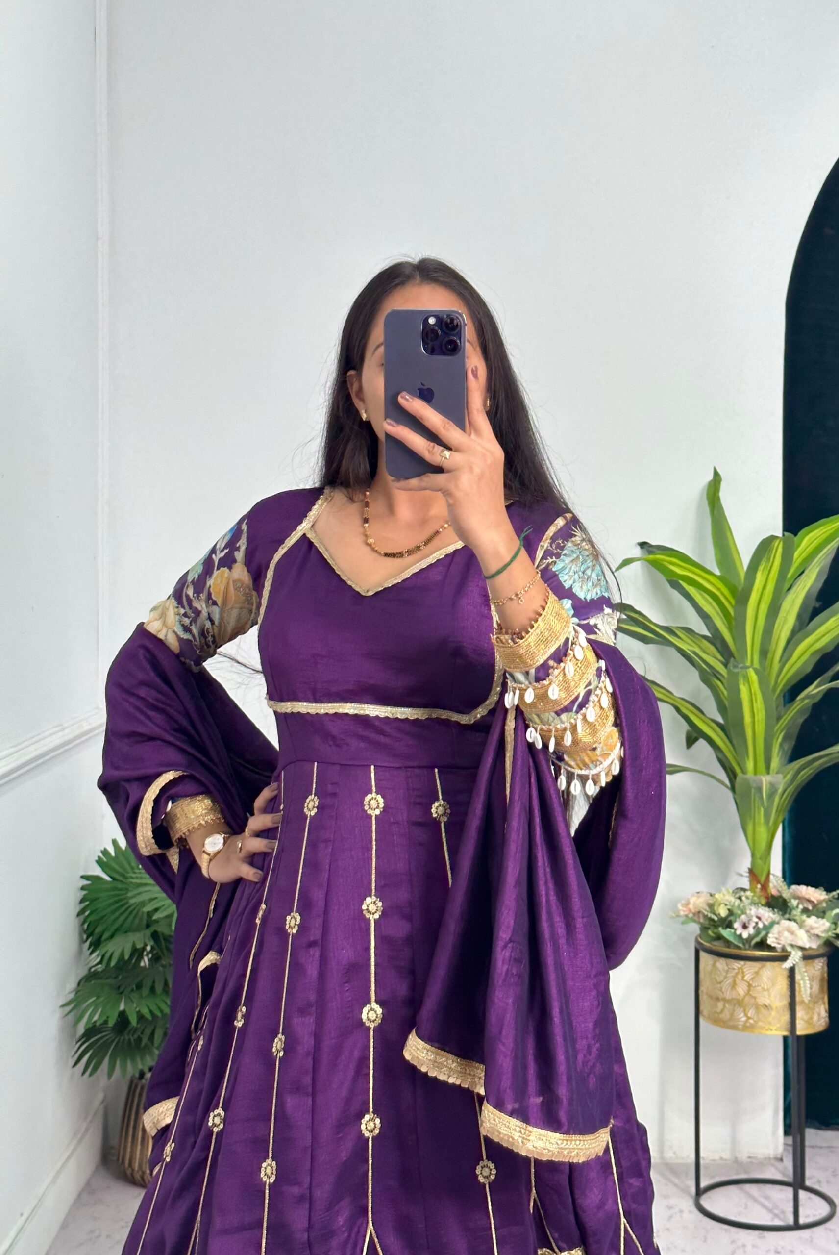 ST 1039 in Purple Blooming Vichitra Zari Work & Embroidery Work Gown . Festive Deal ₹2399. Delivery 4-6 Working Days. Shop now. | Bollywood Gowns, Creative Gowns, Designer Gowns, Embroidered Gowns, Gowns, Party Wear Gowns